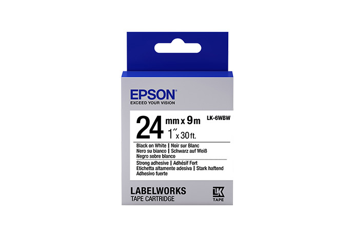 LabelWorks Strong Adhesive LK Tape Cartridge ~1" Black on White