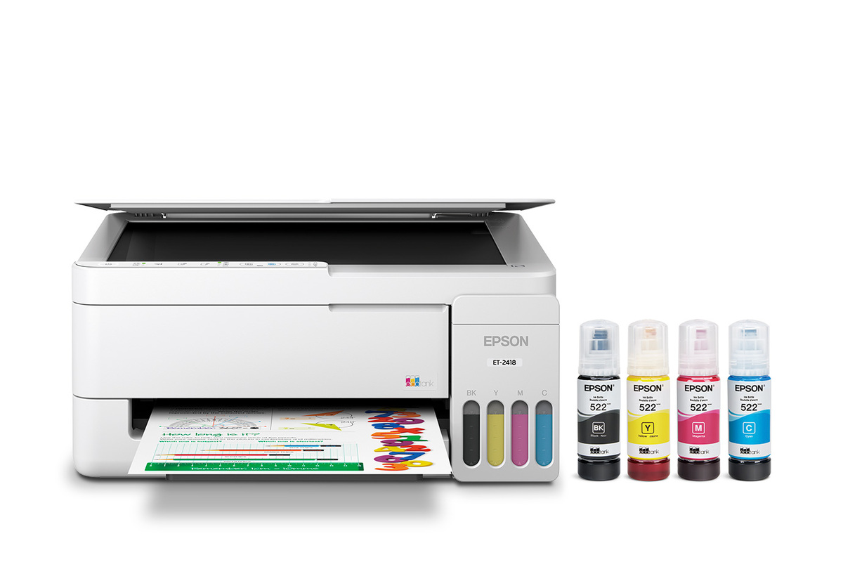 EcoTank ET-2418 Wireless All-in-One Color Supertank Printer – White