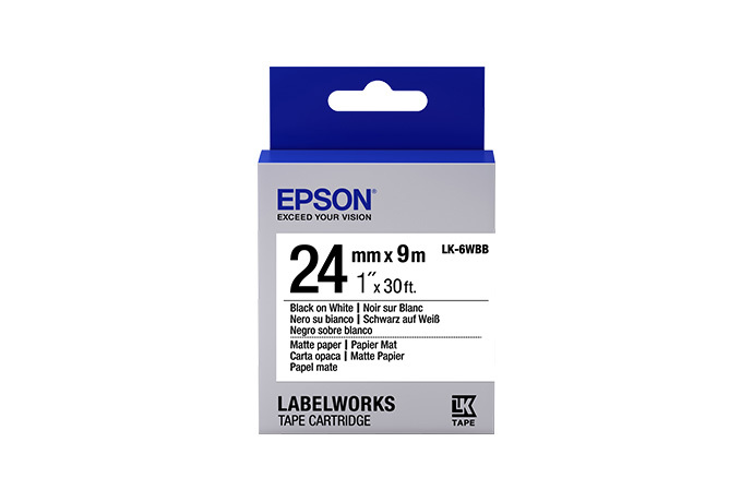 LabelWorks Matte Paper LK Tape Cartridge ~1" Black on White