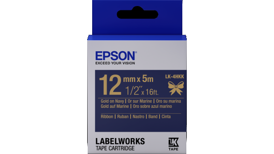 LabelWorks Ribbon LK Cartridge ~1/2" Gold on Navy