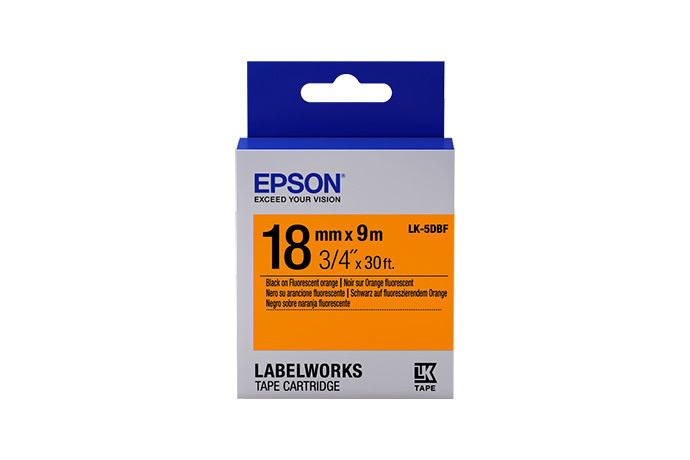 LabelWorks Fluorescent LC Tape Cartridge ~3/4" Black on Orange