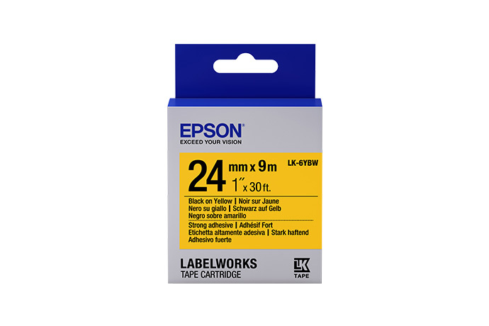 LabelWorks Strong Adhesive LK Tape Cartridge ~1" Black on Yellow