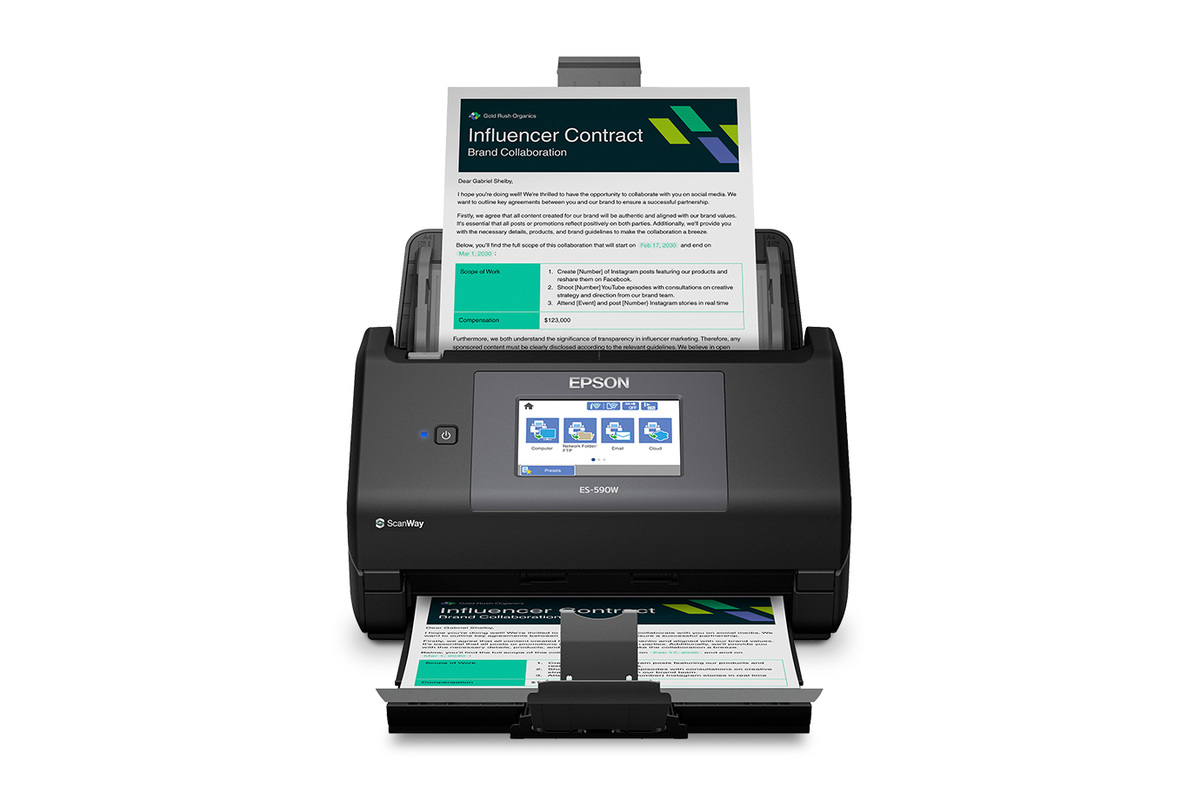 WorkForce ES-590W Wireless Desktop Color Duplex Document Scanner