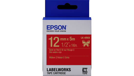 LabelWorks Ribbon LK Cartridge ~1/2" Gold on Red