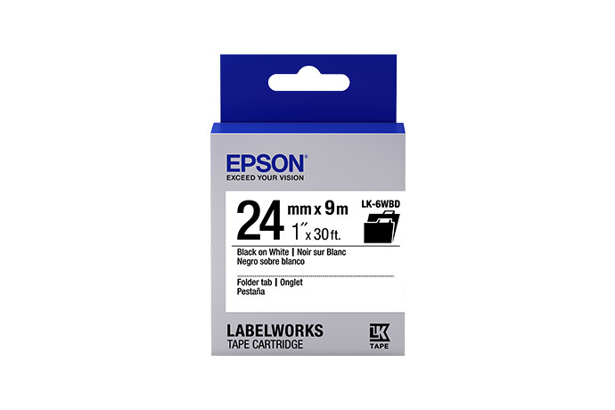 LabelWorks Folder Tab LK Tape Cartridge ~1" Black on White