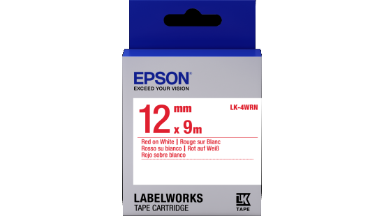 LabelWorks Standard LK Tape Cartridge ~1/2" Red on White